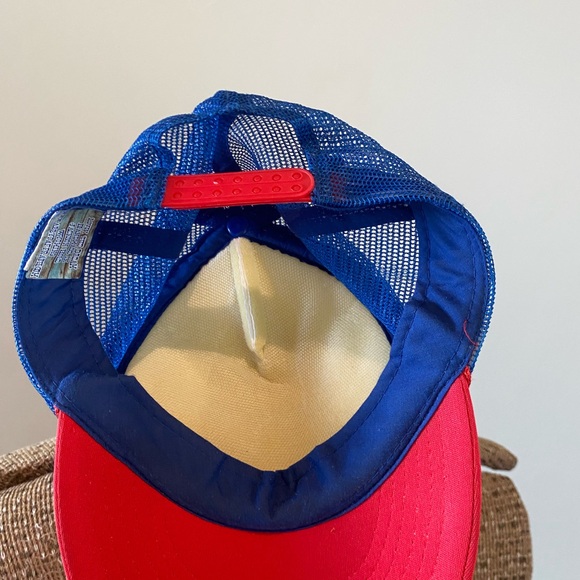 Red and Blue Trucker Hat with Antler Design - Picture 3 of 4
